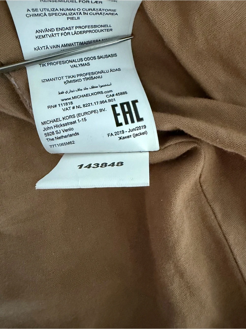 Michael Kors Caramel Brown Leather Moto Jacket